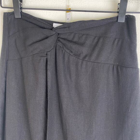 Greylin Brenda Linen Skirt Size S Black Pareo Midi Twist Front Neutral Casual - Picture 6 of 14